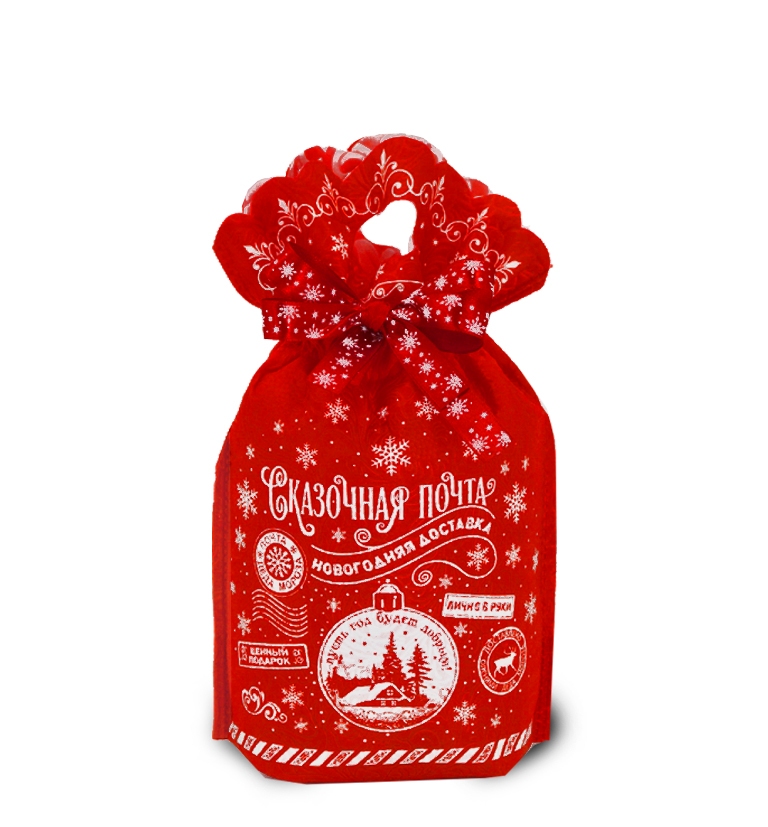 Купить Новогодние мешочки - Мешочек Сказочная почта красный 1500 гр.