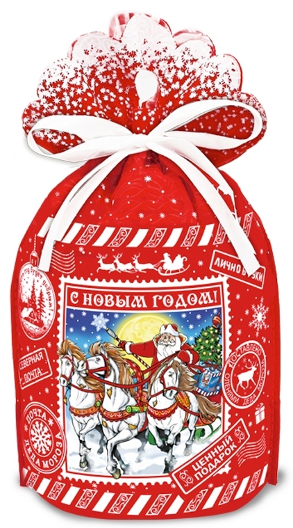 Купить Новогодние мешочки - Мешочек На саночках красный