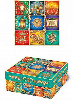 Купить Уп. Коробка с крышкой Зимняя мозаика 16х16х7, 400-500  
