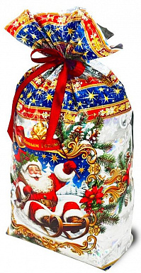 Новогодние мешочки - Пакет с лентой Мчится Новый Год! лента из шелка 2000 гр.