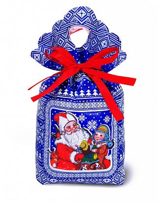 Купить Новогодние мешочки - Мешочек "Три Снежинки" синий 21,5х25х10, 1200 гр.  