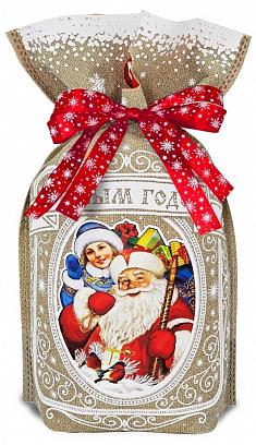 Купить Новогодние мешочки -   Скоро будем (кремовый) 20х9х21,5  см, 1000  